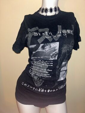 Spencer's Black Death Note Graphic Short Sleeve Tee